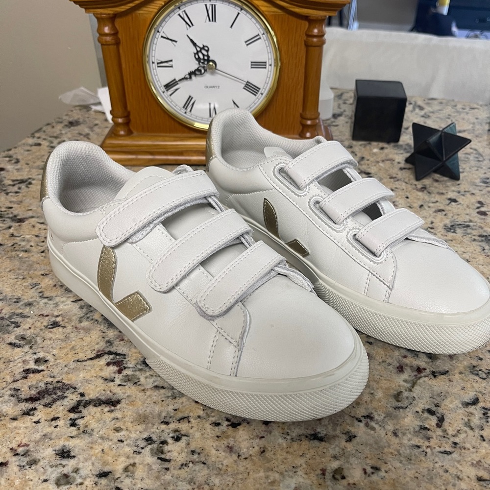 Veja White and Gold Women's Sneakers